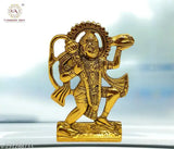 Gold plated Hanuman ji statue, traditional Indian temple decor item, 5cm x 1.5cm x 9.5cm, ideal gift for religious occasions