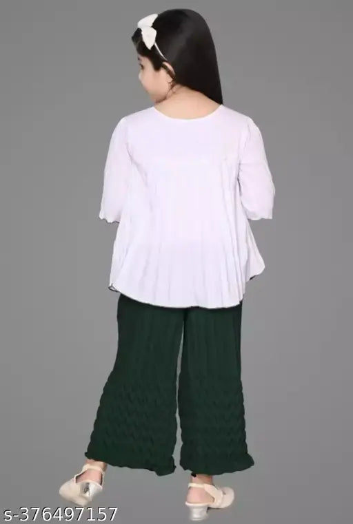 Cotton blend Kuta pant, self-design straight palazzos for kids, 2-11 years