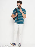 Uniberry men's cotton blend striped polo collar t-shirt - short sleeves, Indian origin