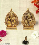 Antique metal Lakshmi Ganesh showpiece, Indian decorative for pooja or home gift purpose. Dimensions: 10L x 8W x 21H cm