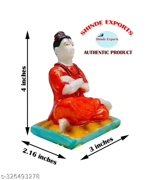 Small size Shinde Exports Dattatreya idol, handcrafted marble religious statue. Graceful Shree Dattatreya murti for home or car display. Made in India, 4x3x2.16 inches, weighs 200gms