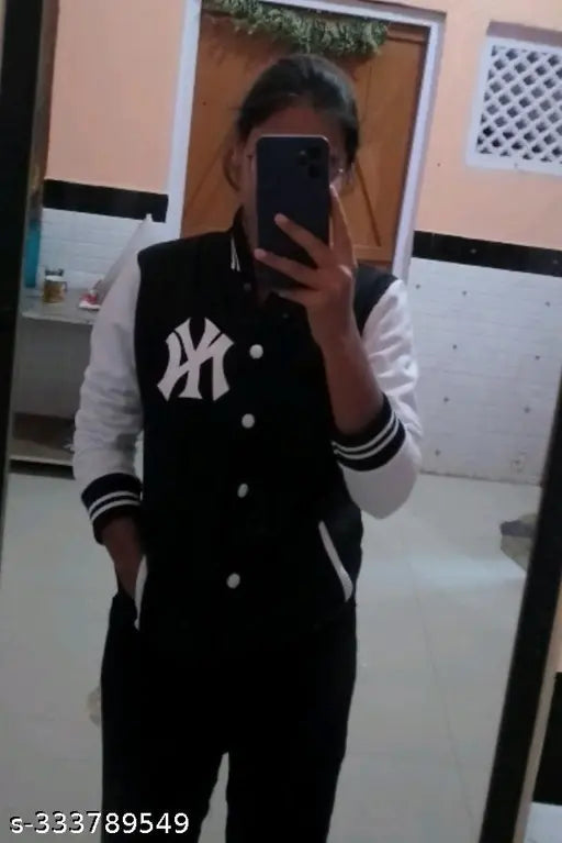 Fleece long sleeve stylish jacket for women, solid color, Indian origin