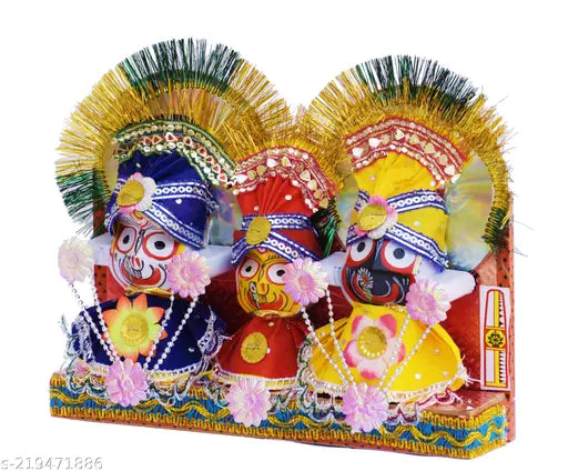 Handcrafted plastic Lord Jagannath idol, 10cm tall, for religious places and home temples
