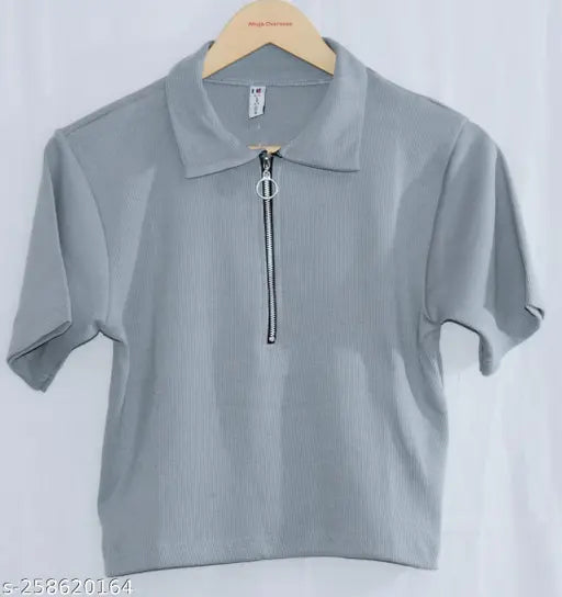 Cotton blend solid top t-shirt for women, free size from India
