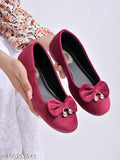 Velvet slip-on ballerinas, Shoetopia cherry belly stone buckle for women & girls, India origin