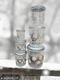 Khodal plastic grocery container set in grey, containing containers of 1000ml, 2000ml, 3000ml, 6000ml, 8000ml, and 12000ml