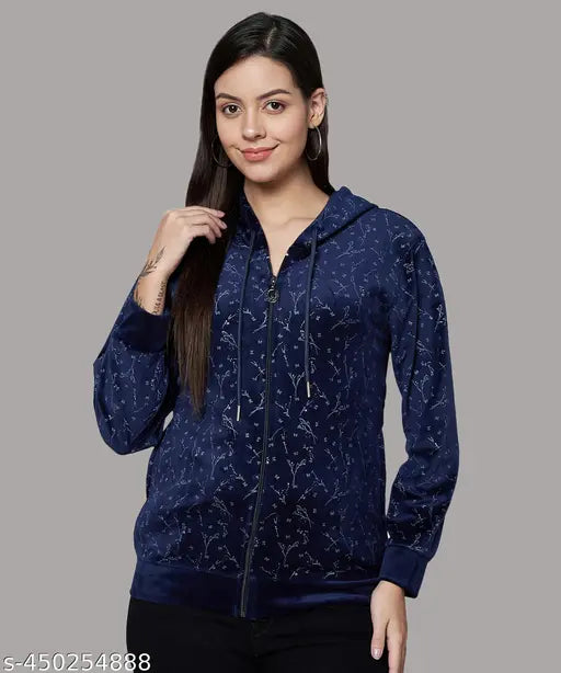 Velvet women's hoodie sweatshirt with pockets in multicolor, 100% cotton from eWools India