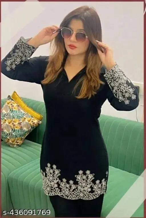 Summer Special Rayon Embroidered Co-ord set for women and girls top & bottom, long sleeves rayon fabric, Indian ethnic cord set