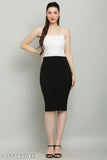 Women's cotton blend pencil black skirt, solid design in multiple sizes (32in/19in, 34in/19in, 36in/19in, 38in/19in, 40in/19in)