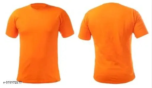 Orange polycotton Kawad Bhole Baba T-shirt for all, printed design on short sleeves