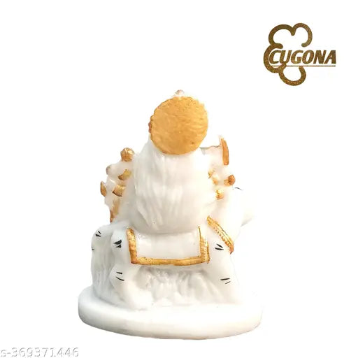 Marble polyresin Durga Maa statue, intricately crafted 4-inch idol for pooja, symbolizing divine strength and justice