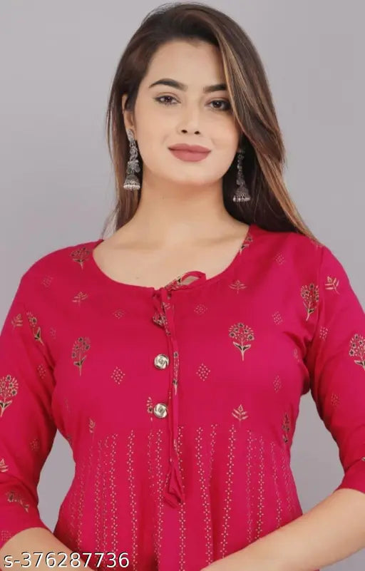Red long-sleeved kameez with embroidery, lace trim