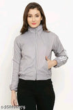 Grey striped polyester Barbour women's solid jacket with long sleeves on hanger