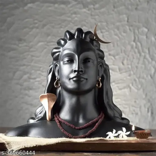 Brass Adi Shankara miniature meditating Adiyogi Shiva statue for gifting, home decor, and car dashboard, 10cm x 10cm x 10cm, positive spiritual energy source, Indian origin