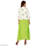 Ankle-length rayon kurti, straight cut, women's wear. Hand wash for easy care and casual elegance