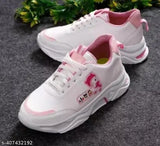 Stylish kids girls mesh shoes with PVC sole in solid color, lace-up design for casual wear, Indian origin