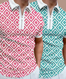 Cotton Blend Polo Neck Half Sleeves Printed Collar T-shirt