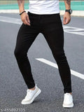Black men's casual pants, slim fit