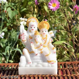 Marble Shiva Parvati Ganesha idols for Pooja Room, Temple, Mandir & Gift Items. India origin, 10cm x 14cm x 5cm, complete divine family representation