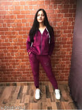 Super soft velvet tracksuit, imported fabric, fully stretchable with Swarovski work, long sleeves, India-made