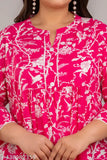 Plus size rayon pink short kurti, printed with trendy design, Indian-made fashion