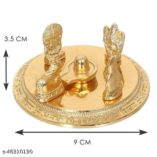 Golden metal Shiv Parivar figurines, 7cm x 2cm x 10cm, Indian-origin divine idols