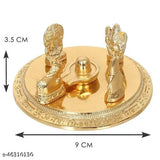 Golden metal Shiv Parivar figurines, 7cm x 2cm x 10cm, Indian-origin divine idols