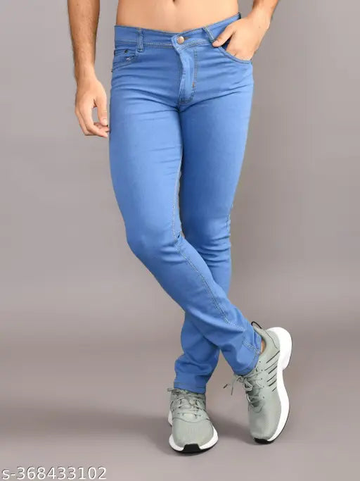 Stylish denim men's jeans, solid color, regular fit, crafted from cotton for comfort and fashionable style