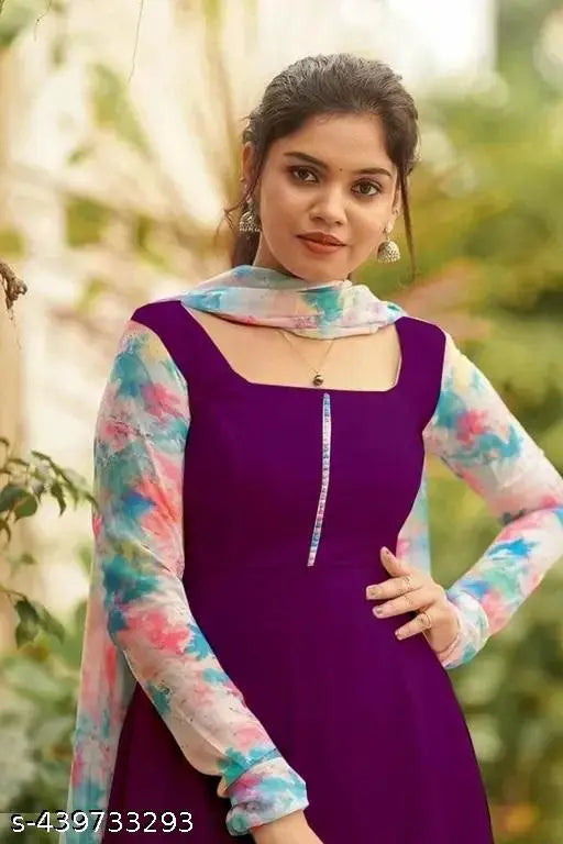 ZOY HEAVY GEORJET KURTI WITH PRINT DUATTA SET