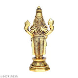 Brass Lord Venkatesa statue, medium size, traditional Indian god idol