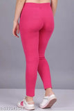 Fashionable cotton blend solid-colored women's pocket jeggings, high waist and ankle length, available in multiple sizes from S to XXL, originated in India