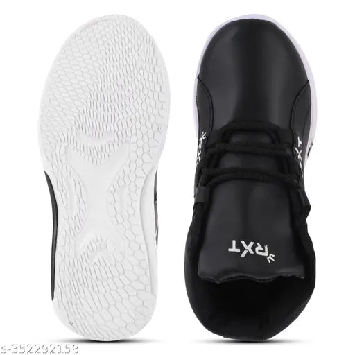 Boys' white sports running shoes with black sole and laces, 1 pack