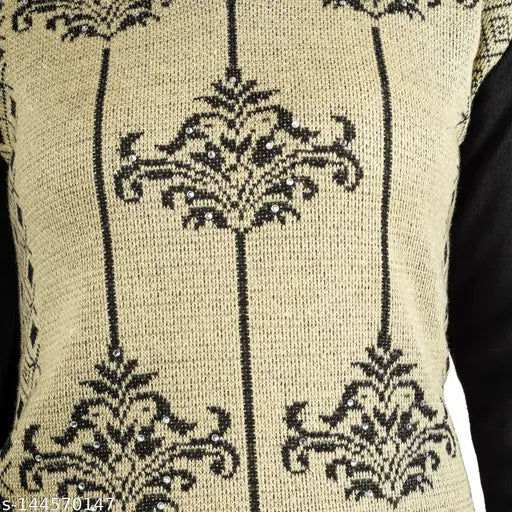 Woolen kurti, long sleeve, embroidered trim