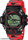 Red unisex kids watch with digital display and red strap