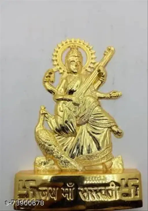 Golden metal sarswati idol, 10cm length