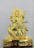 Golden metal sarswati idol, 10cm length