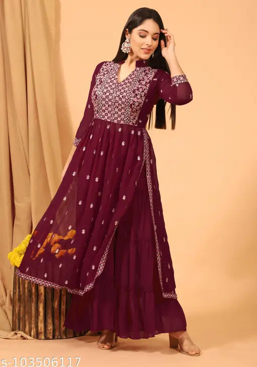 Black Kurta Set with Embroidered Design