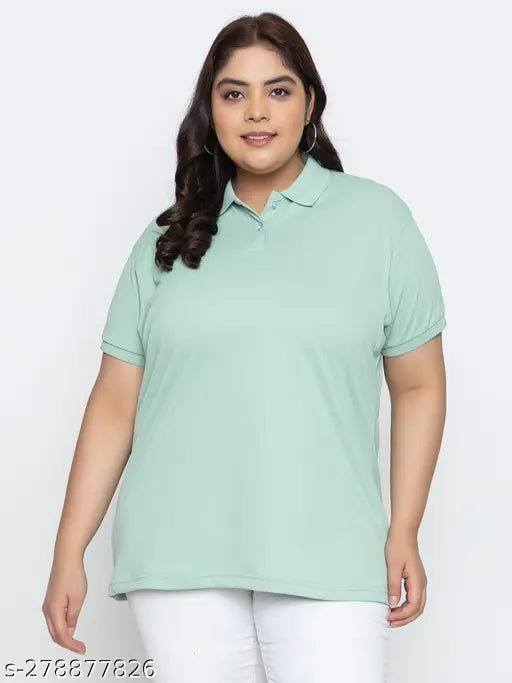 Solid cotton blend women's short sleeved t-shirt, perfect for college, work, sports, or travel - Indian origin