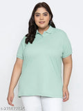 Solid cotton blend women's short sleeved t-shirt, perfect for college, work, sports, or travel - Indian origin