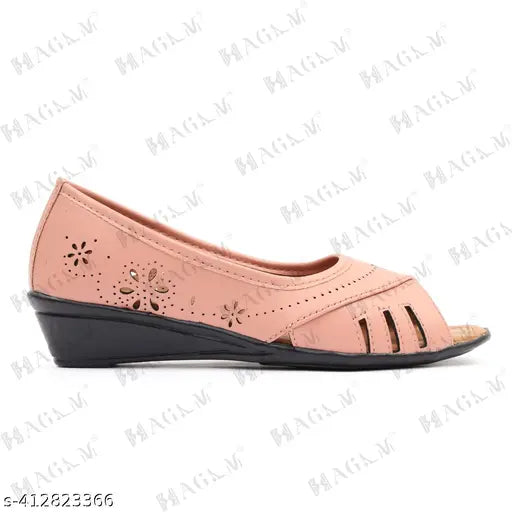 Synthetic leather pink ballerinas by HAGAM - Lightweight, comfortable belly footwear with closed back and perforations