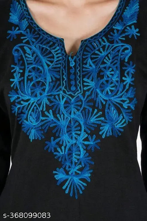 New Look fashion kurta with blue floral embroidery