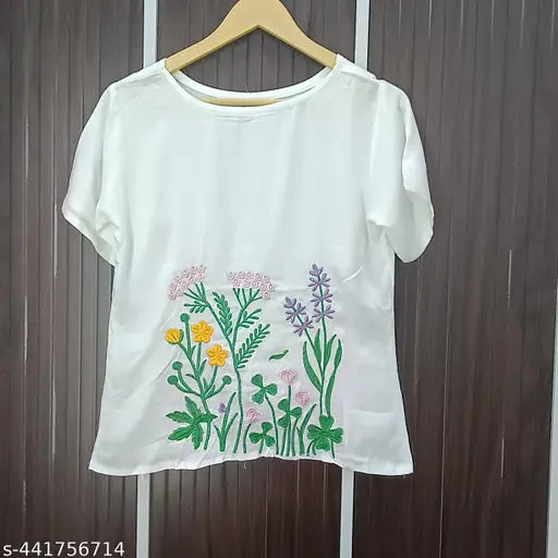 Beautiful South Cotton Embroidery Work Co-Ord Set, printed cotton blend pyjamas with puff sleeves kurta top (24') & palazzo (38) featuring traditional embroidery work, crafted in India