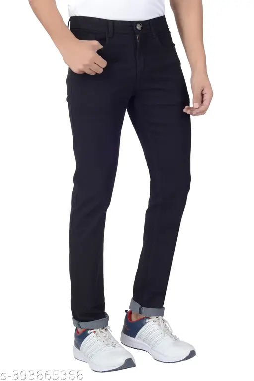 Grey denim slim jeans by REGY, high-quality fabric for men's casual and office wear