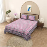 CLOTHOLOGY 180 TC 100% Cotton King Size Bed Jaipuri Prints Printed Flat Bedsheet with 2 Pillow Covers, (Pack of 1), Popularly Known as (100x108) Bed Sheet King Bed Cotton