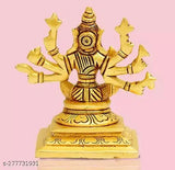 Brass 8-handed Varahi Amman statue, gold-toned handcrafted artifact showpiece from India, 6cm high