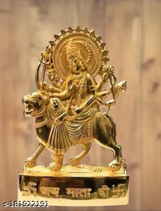 Metal Durga Maa Murti statue, intricate god idol for Navratri pooja and home decor, 10 cm x 10 cm x 7 cm size, Indian origin