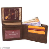 Faux leather/leatherette Classic World Stylish Fancy wallet for men, solid pattern with 2 compartments for daily use of cards, coins, and cash. Ideal gift for men and friends. Brown wallet on a surface
