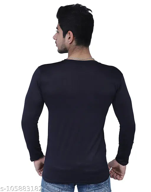Solid nylon men's full sleeve t-shirt, plain design in various sizes: XS, M, L, XL, made in India
