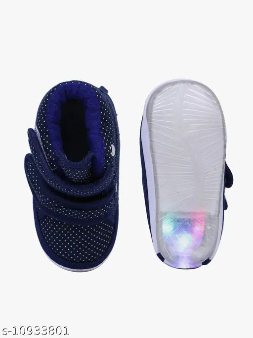 Canvas and PVC LED light shoes with musical Chu Chu sound for toddlers, colorful solids for baby girls and boys (size 13in - 24 months)