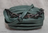 Green sling bag, fabric material, casual accessory